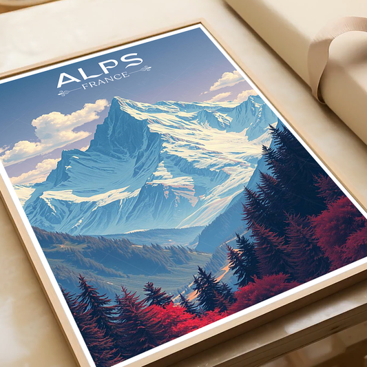 French Alps - France - Travel Art Wall Deco Poster - Art Print - Travel Art Poster