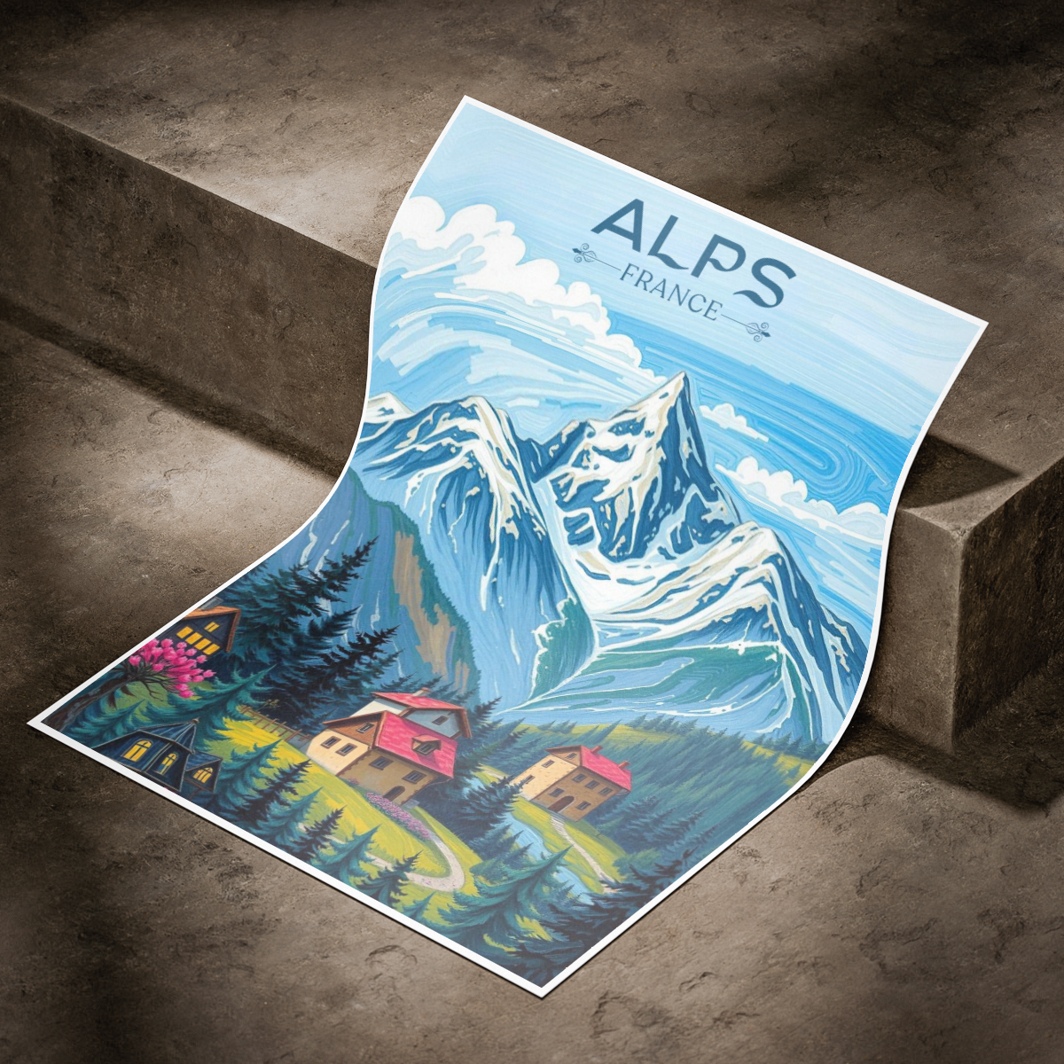 Alpes Françaises - France - Travel Art Wall Deco Poster - Art Print - Travel Art Poster
