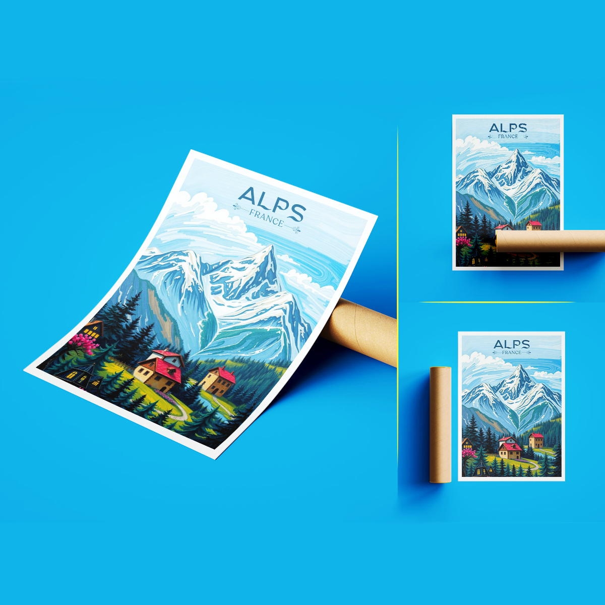 Alpes Françaises - France - Travel Art Wall Deco Poster - Art Print - Travel Art Poster