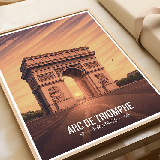 Arc De Triomphe - France - Travel Art Wall Deco Poster - Art Print - Travel Art Poster