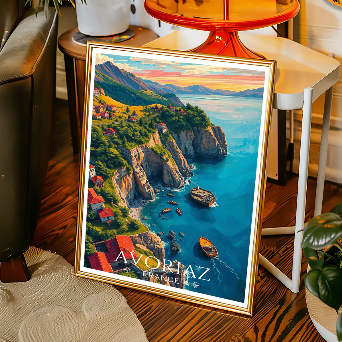 Saint-Tropez de Neige - France - Travel Art Wall Deco Poster - Art Print - Travel Art Poster