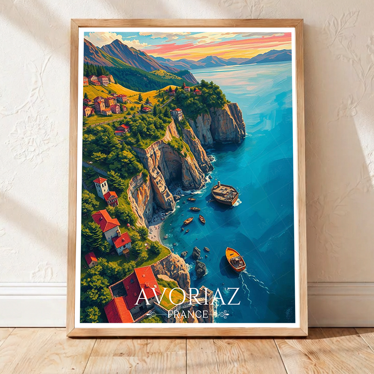 Saint-Tropez de Neige - France - Travel Art Wall Deco Poster - Art Print - Travel Art Poster