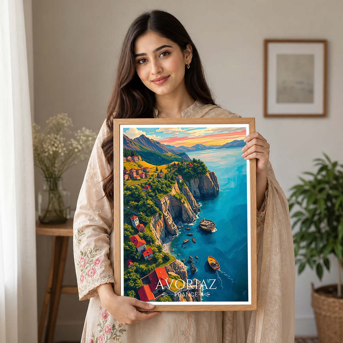 Saint-Tropez de Neige - France - Travel Art Wall Deco Poster - Art Print - Travel Art Poster