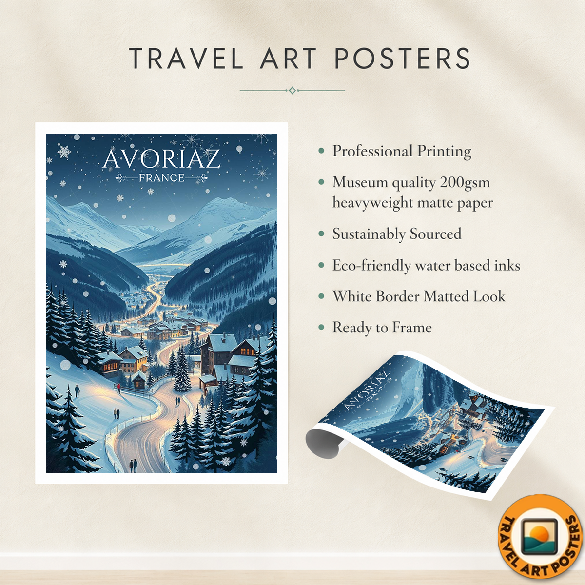 Avoriaz 1800 - France - Travel Art Wall Deco Poster - Art Print - Travel Art Poster