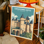 Carcassonne Castle - France - Travel Art Wall Deco Poster - Art Print - Travel Art Poster