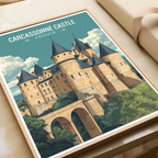 Carcassonne Castle - France - Travel Art Wall Deco Poster - Art Print - Travel Art Poster