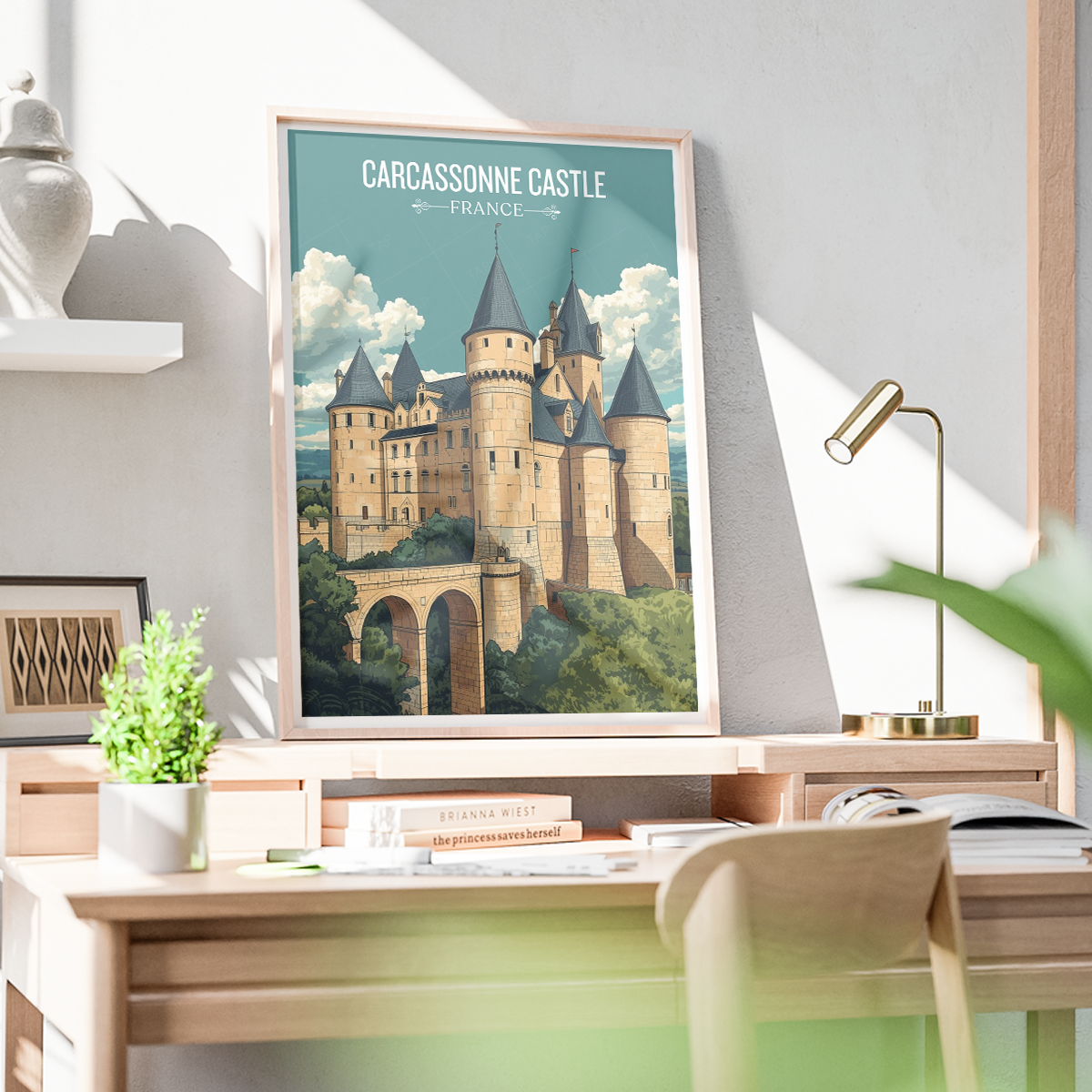 Carcassonne Castle - France - Travel Art Wall Deco Poster - Art Print - Travel Art Poster
