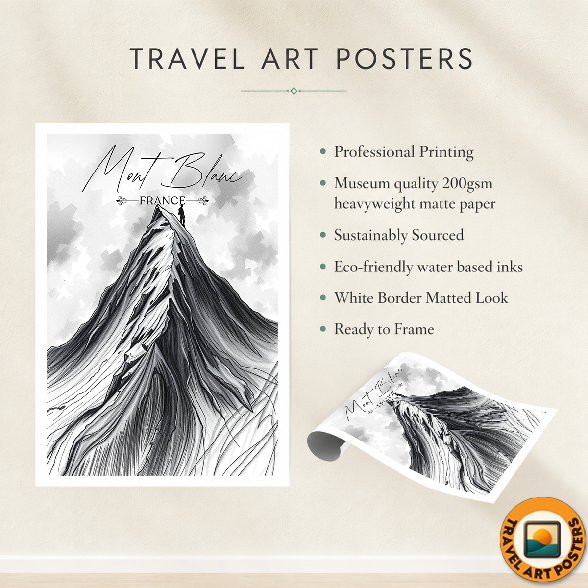 The White Lady Chamonix - France - Travel Art Wall Deco Poster - Art Print - Travel Art Poster