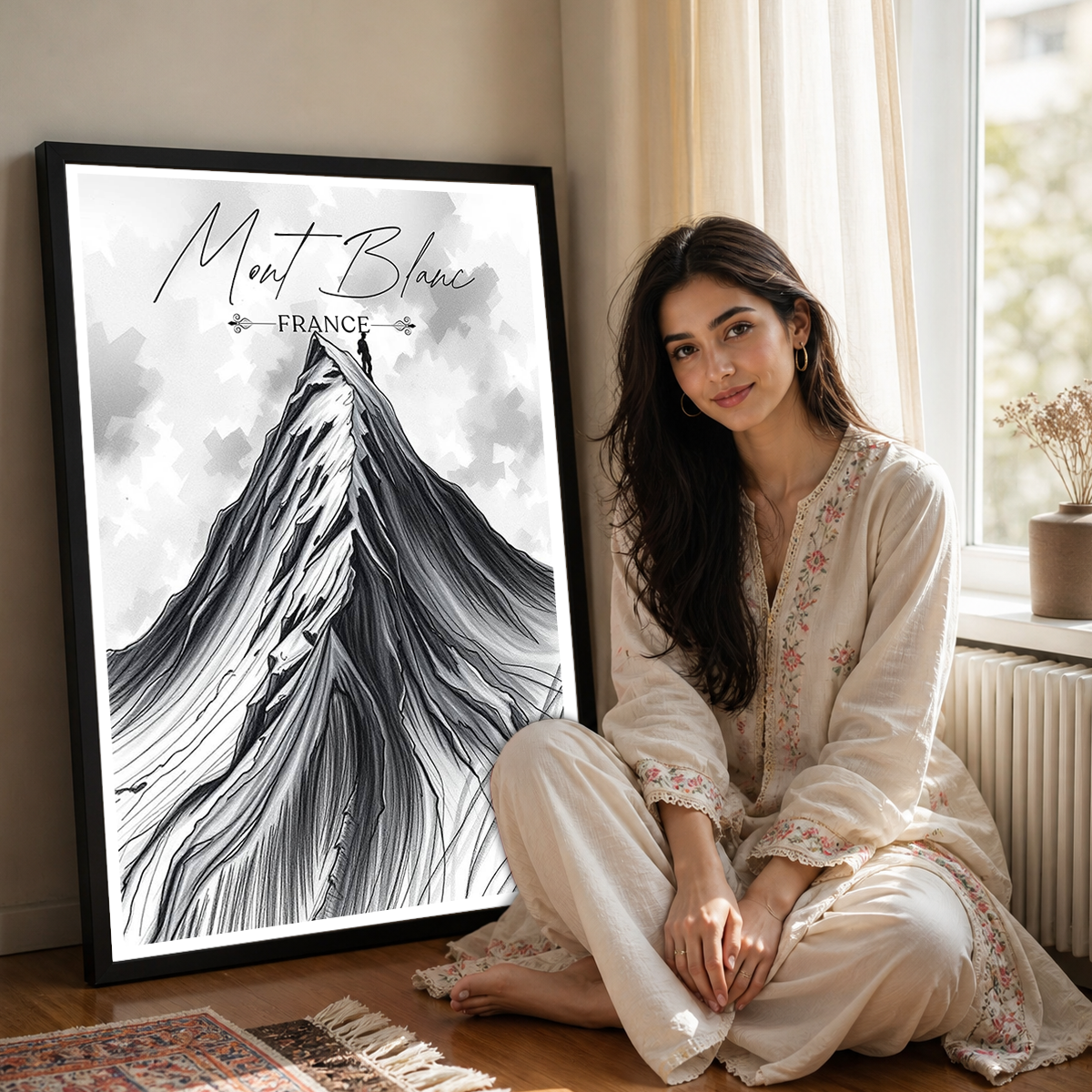 The White Lady Chamonix - France - Travel Art Wall Deco Poster - Art Print - Travel Art Poster