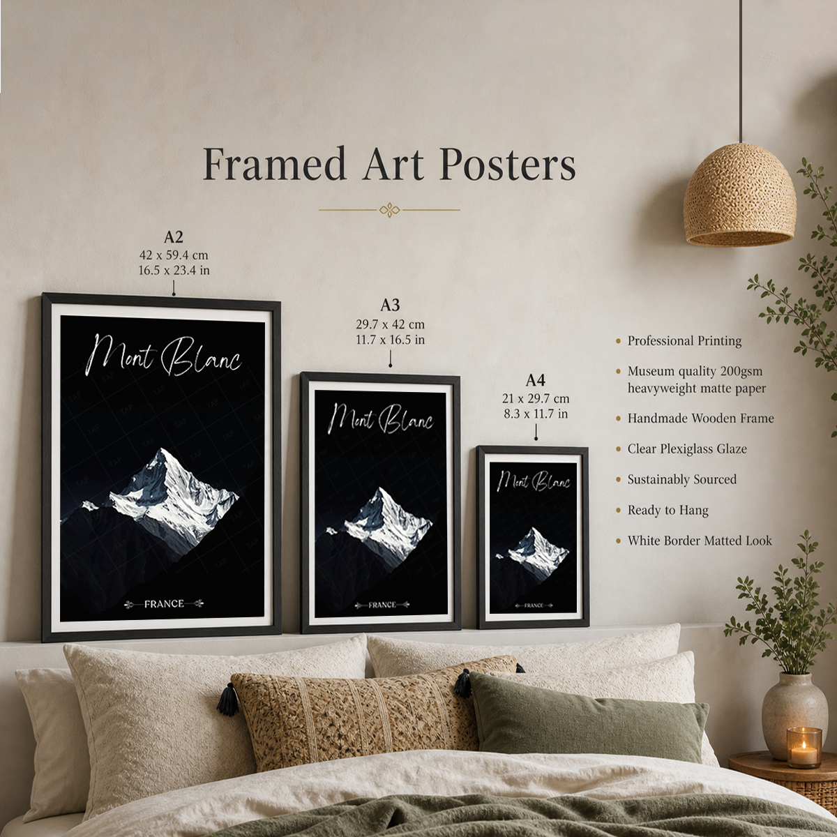 Mont Blanc - France - Travel Art Wall Deco Poster - Art Print - Travel Art Poster