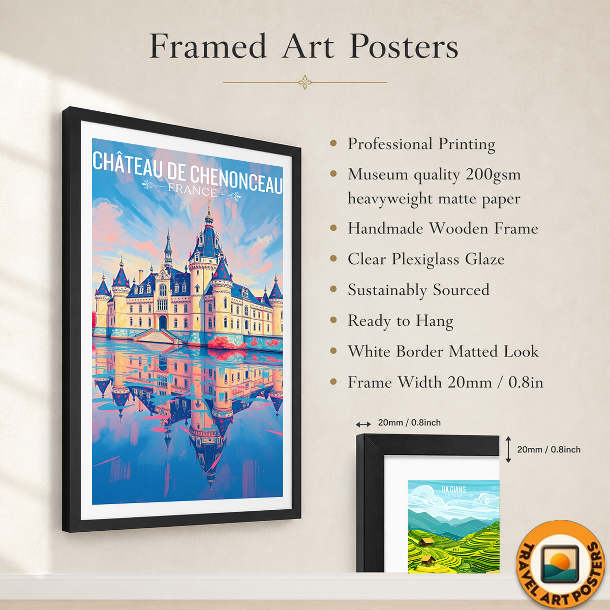 Château de Chenonceau - France - Travel Art Wall Deco Poster - Art Print - Travel Art Poster