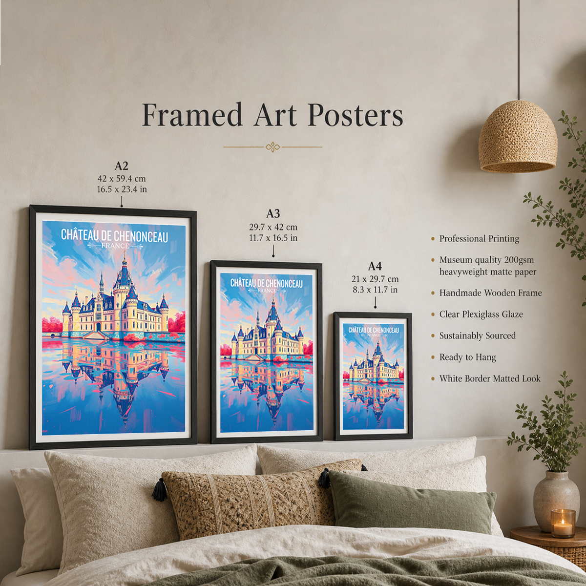 Château de Chenonceau - France - Travel Art Wall Deco Poster - Art Print - Travel Art Poster