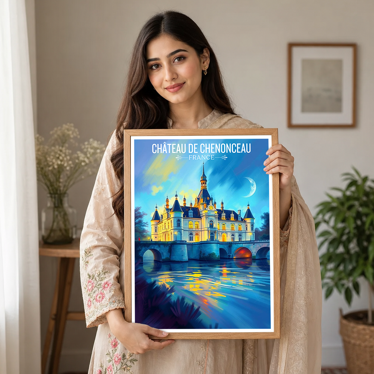 Château des Dames - France - Travel Art Wall Deco Poster - Art Print - Travel Art Poster
