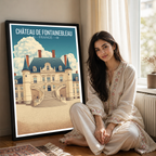 Château de Fontainebleau - France - Travel Art Wall Deco Poster - Art Print - Travel Art Poster