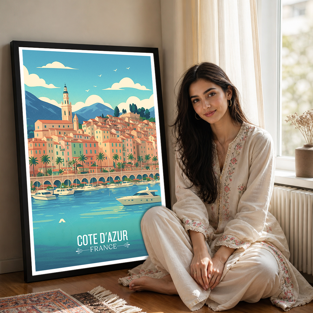 Cote Dazur - France - Travel Art Wall Deco Poster - Art Print - Travel Art Poster