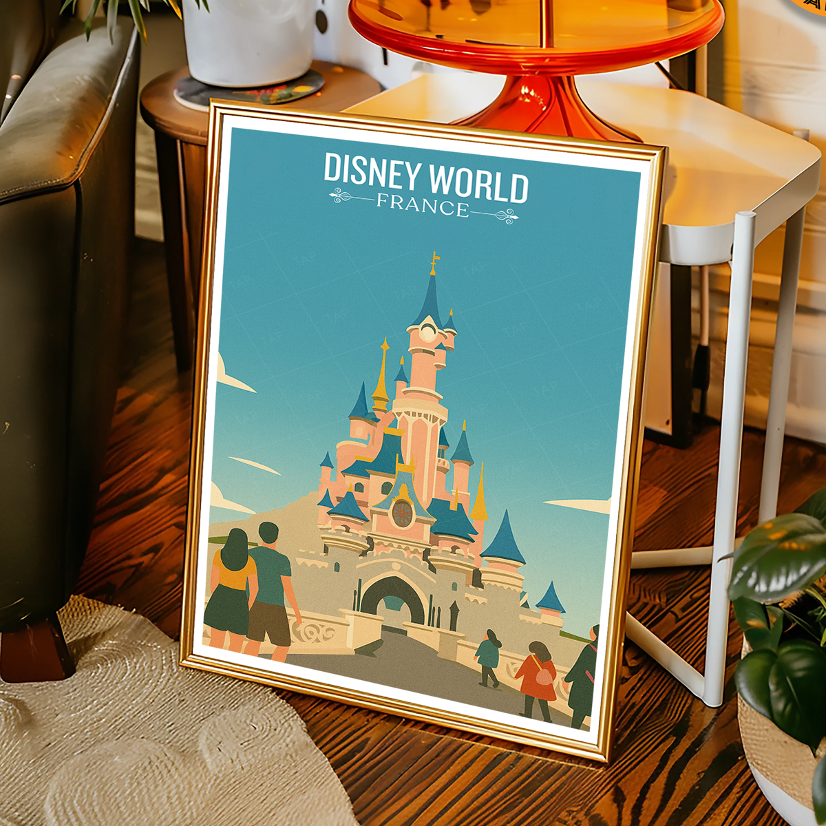 Disney World - France - Travel Art Wall Deco Poster - Art Print - Travel Art Poster