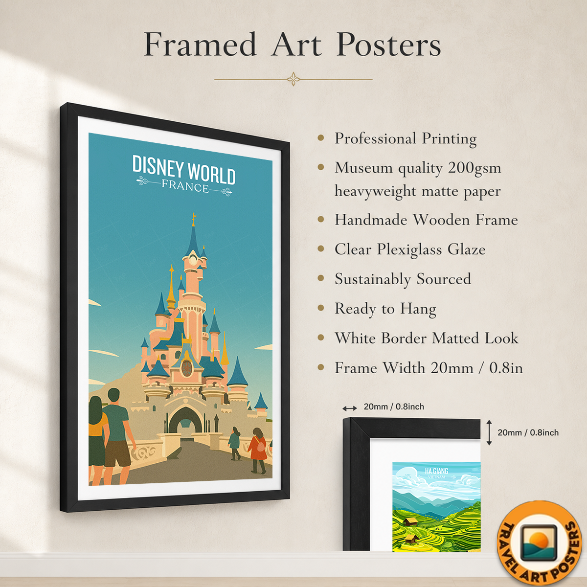 Disney World - France - Travel Art Wall Deco Poster - Art Print - Travel Art Poster