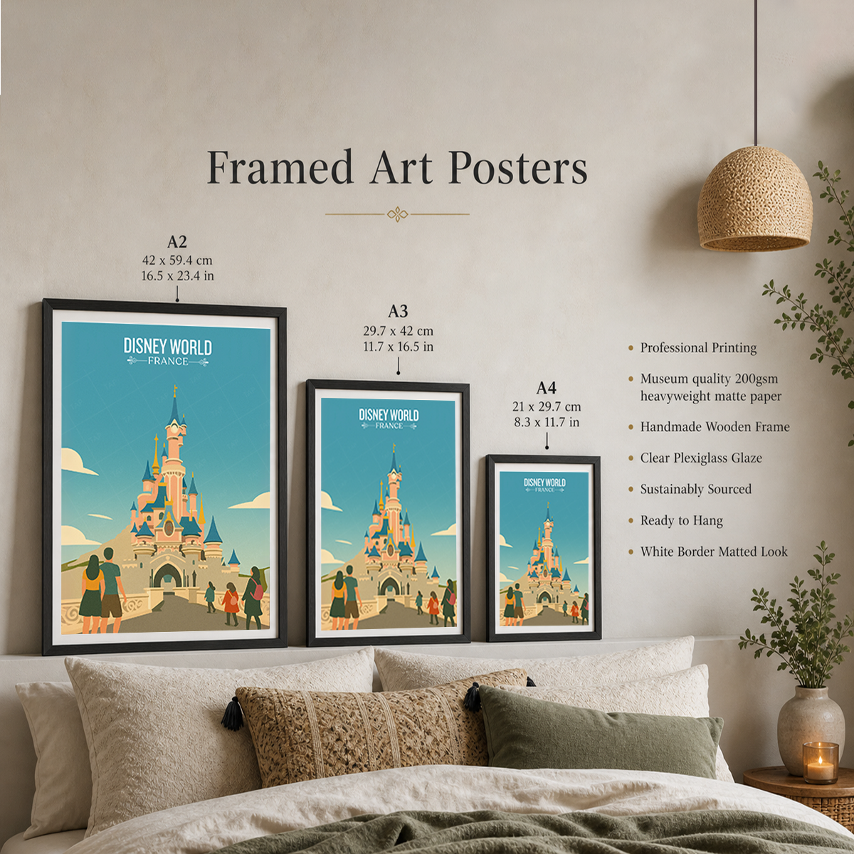 Disney World - France - Travel Art Wall Deco Poster - Art Print - Travel Art Poster
