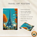 La Tour Eiffel - France - Travel Art Wall Deco Poster - Art Print - Travel Art Poster