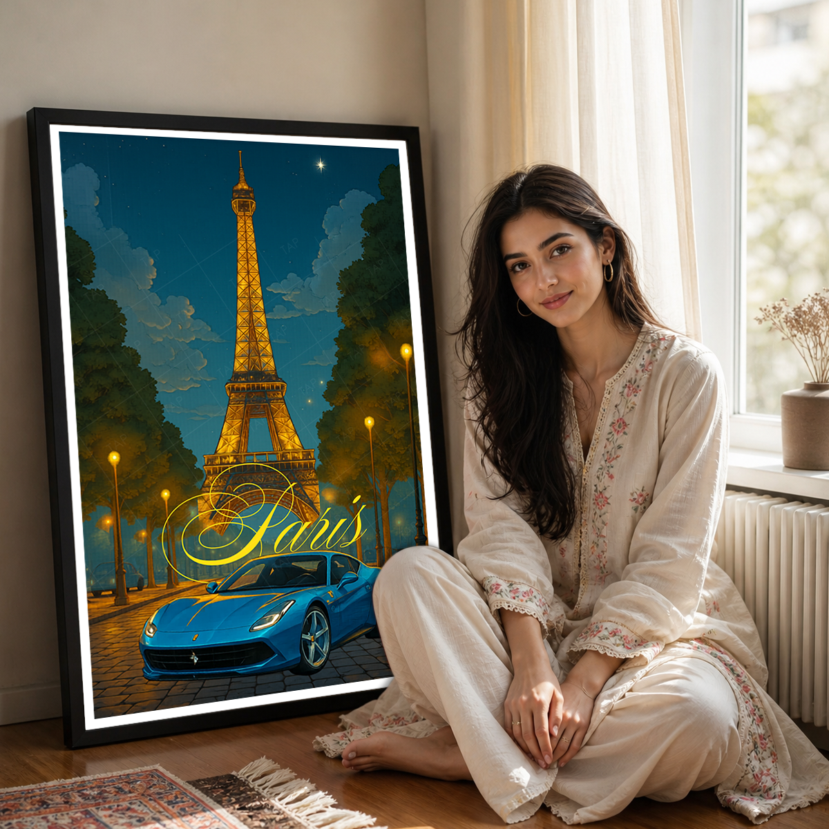 The Red Woman - France - Travel Art Wall Deco Poster - Art Print - Travel Art Poster