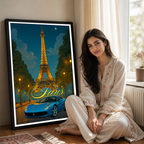 The Red Woman - France - Travel Art Wall Deco Poster - Art Print - Travel Art Poster