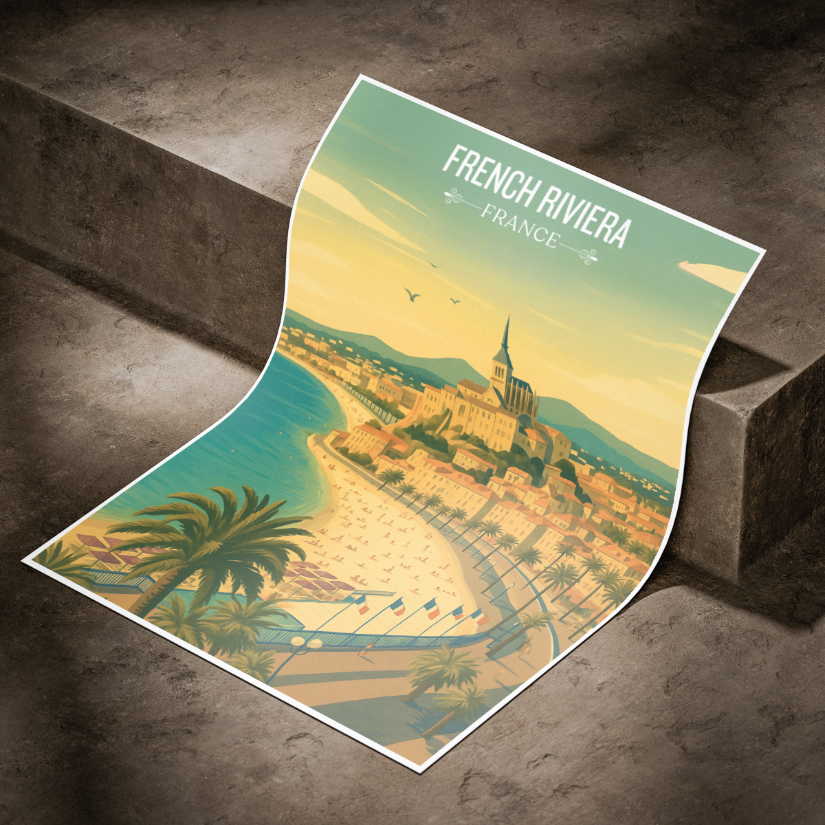 French Riviera - France - Travel Art Wall Deco Poster - Art Print - Travel Art Poster