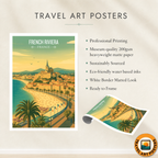 French Riviera - France - Travel Art Wall Deco Poster - Art Print - Travel Art Poster