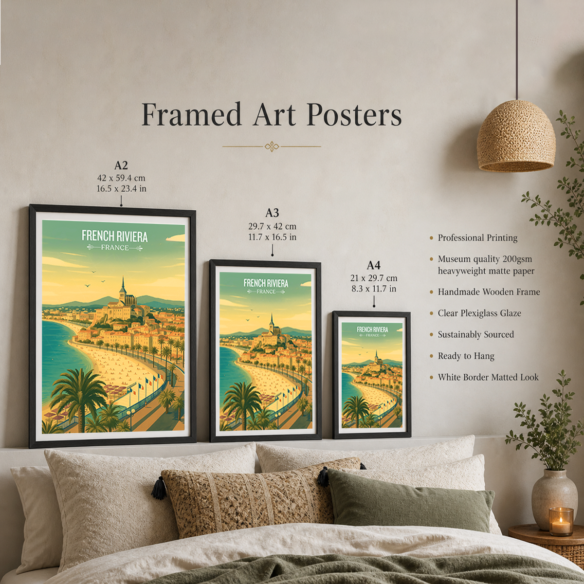 French Riviera - France - Travel Art Wall Deco Poster - Art Print - Travel Art Poster