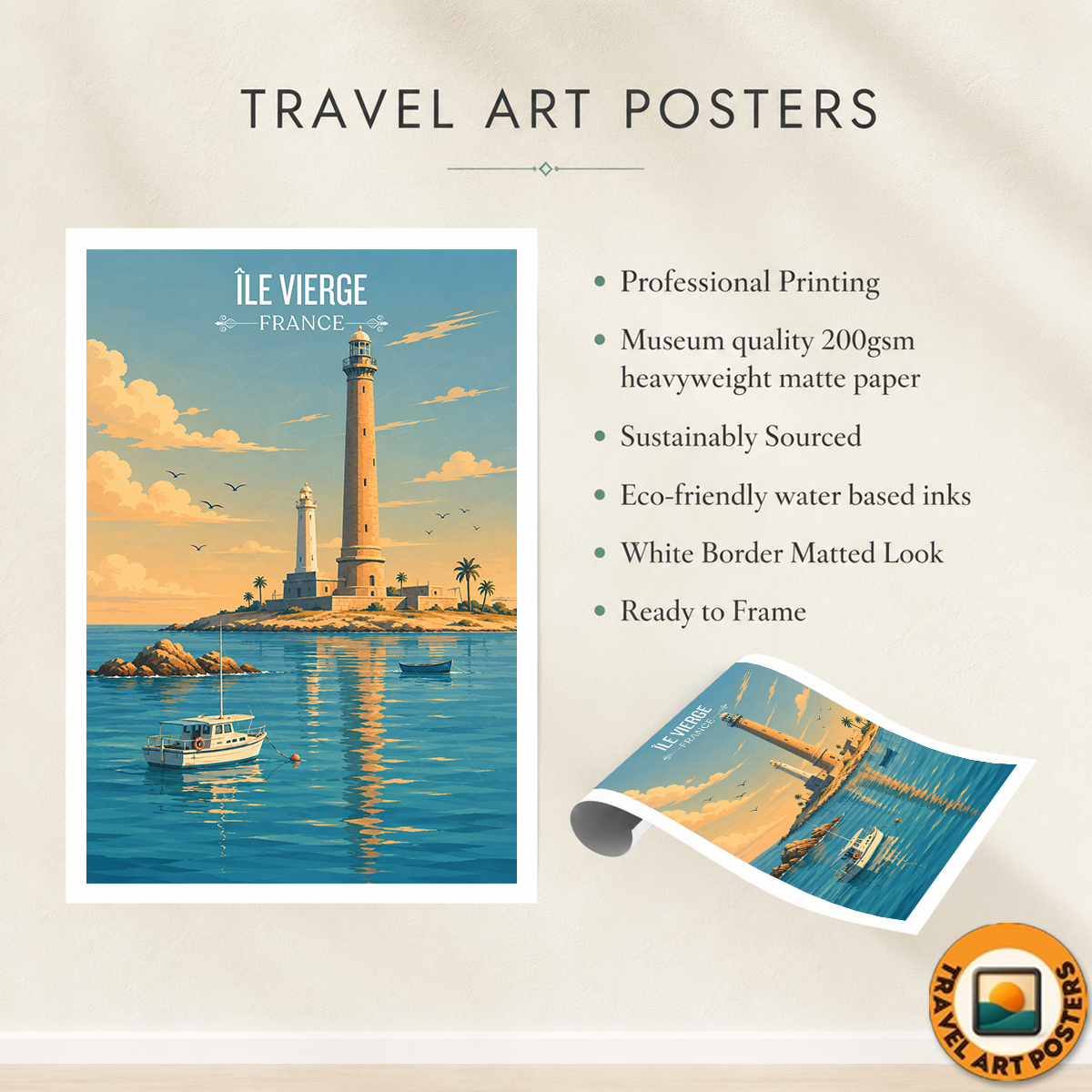 Île Vierge - France - Travel Art Wall Deco Poster - Art Print - Travel Art Poster