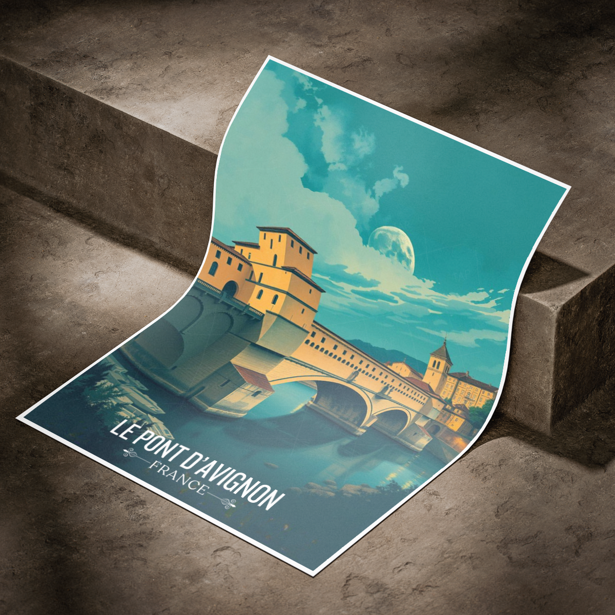 Le Pont D'avignon - France - Travel Art Wall Deco Poster - Art Print - Travel Art Poster