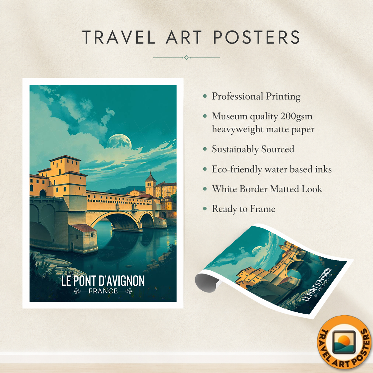 Le Pont D'avignon - France - Travel Art Wall Deco Poster - Art Print - Travel Art Poster
