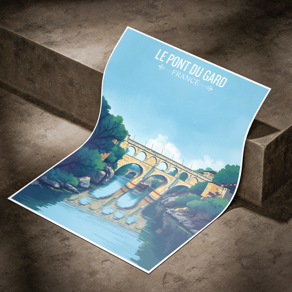 Le Pont du Gard - France - Travel Art Wall Deco Poster - Art Print - Travel Art Poster