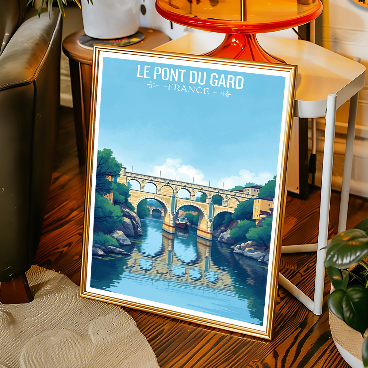Le Pont du Gard - France - Travel Art Wall Deco Poster - Art Print - Travel Art Poster