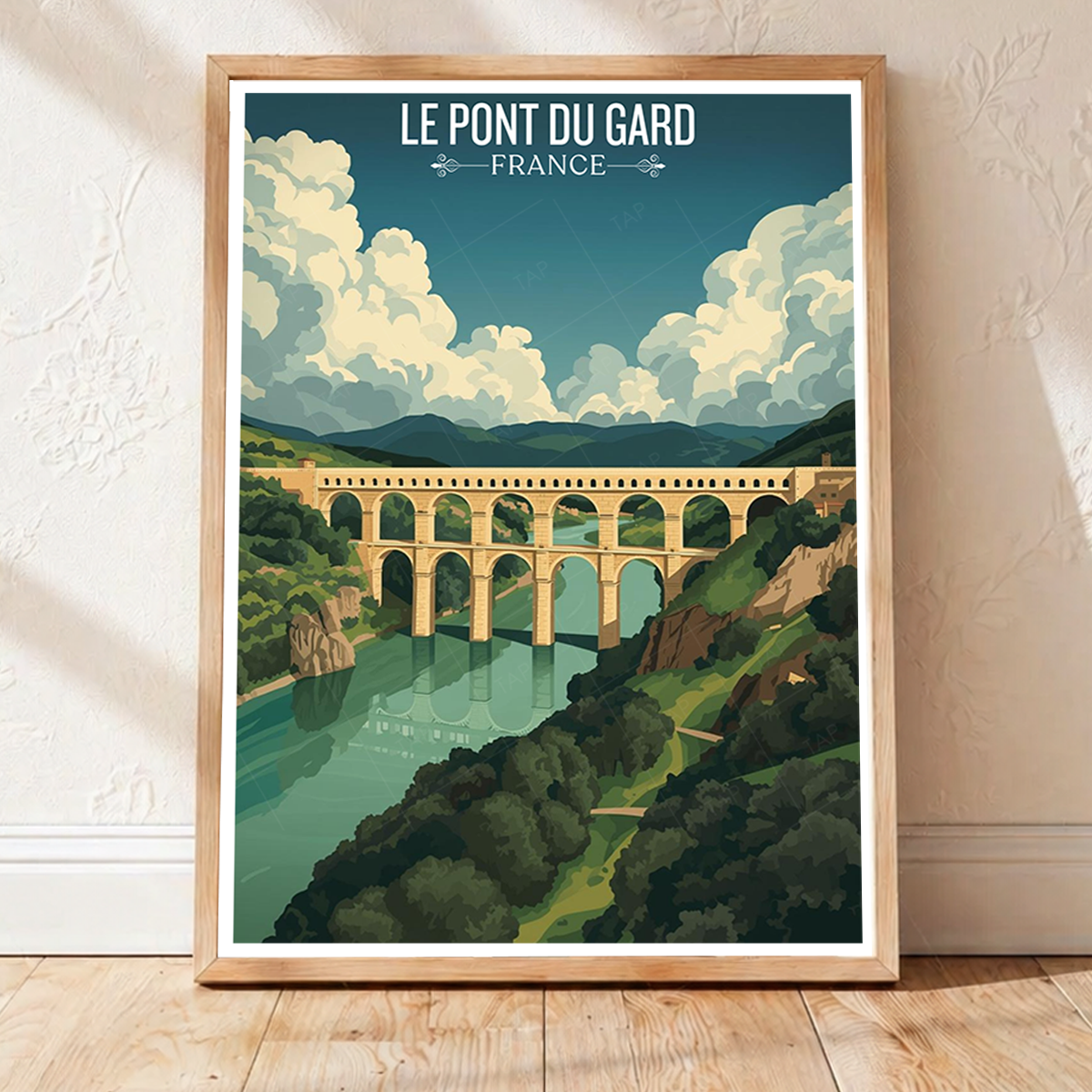 Le Pont du Gard Bridge - France - Travel Art Wall Deco Poster - Art Print - Travel Art Poster