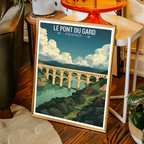 Le Pont du Gard Bridge - France - Travel Art Wall Deco Poster - Art Print - Travel Art Poster