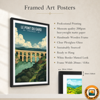 Le Pont du Gard Bridge - France - Travel Art Wall Deco Poster - Art Print - Travel Art Poster