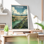 Le Pont du Gard Bridge - France - Travel Art Wall Deco Poster - Art Print - Travel Art Poster