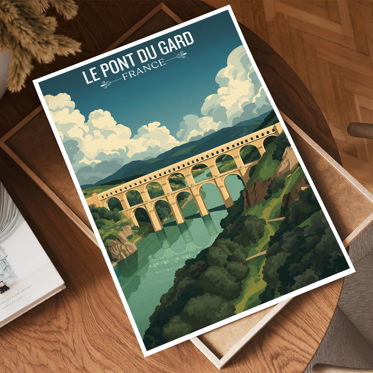 Le Pont du Gard Bridge - France - Travel Art Wall Deco Poster - Art Print - Travel Art Poster