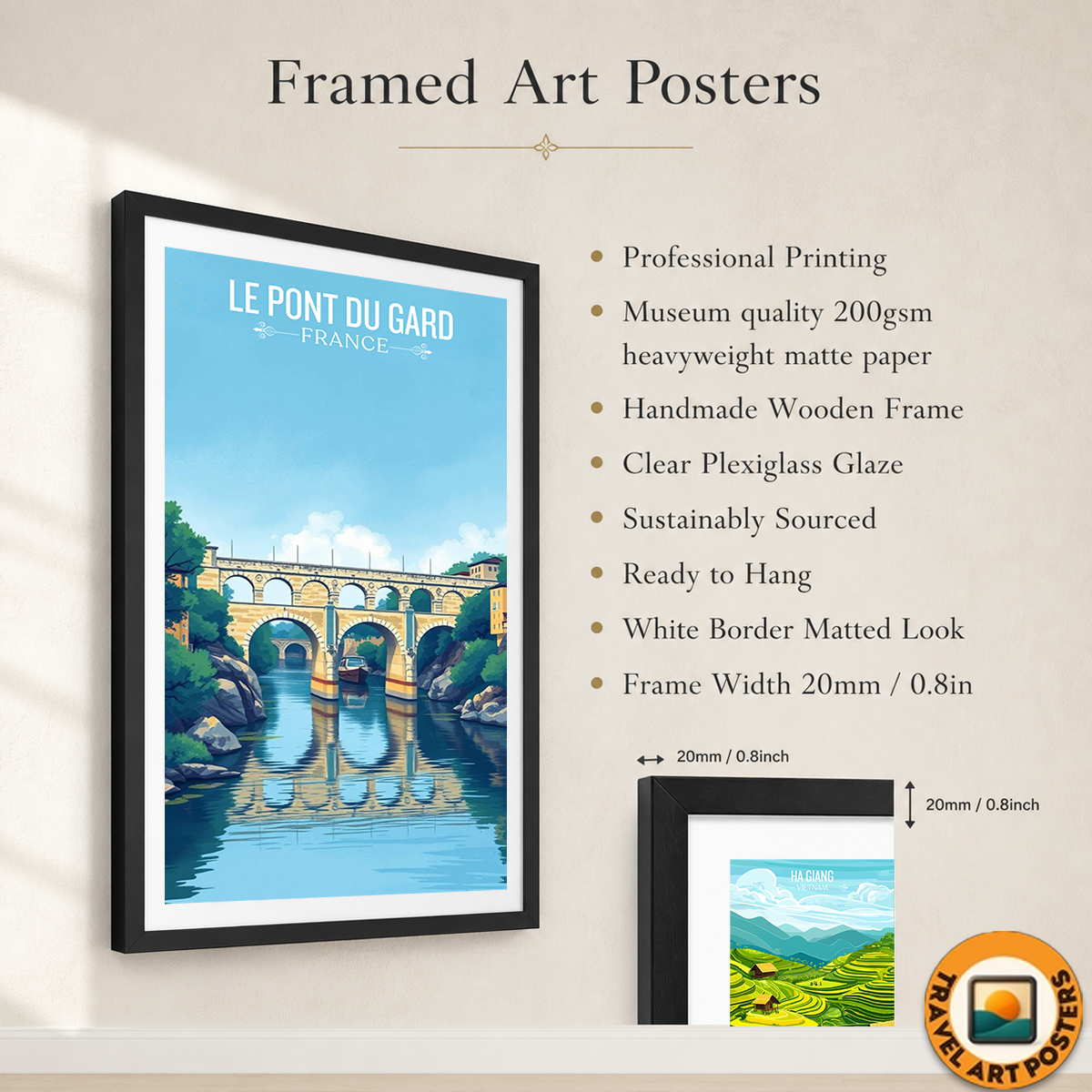 Le Pont du Gard - France - Travel Art Wall Deco Poster - Art Print - Travel Art Poster