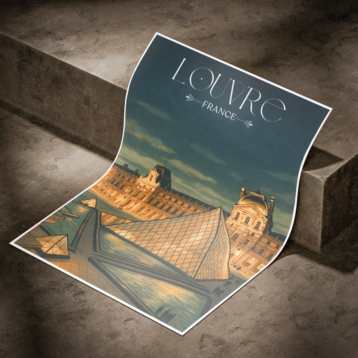 Louvre - France - Travel Art Wall Deco Poster - Art Print - Travel Art Poster