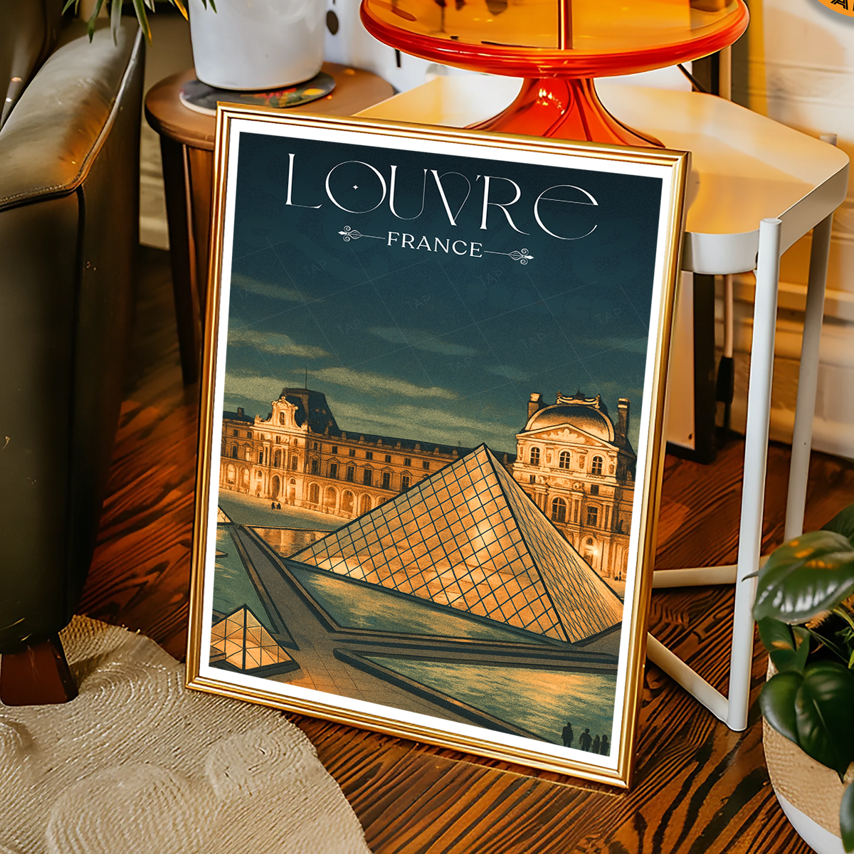 Louvre - France - Travel Art Wall Deco Poster - Art Print - Travel Art Poster