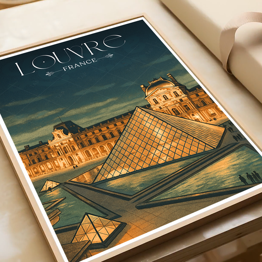 Louvre - France - Travel Art Wall Deco Poster - Art Print - Travel Art Poster
