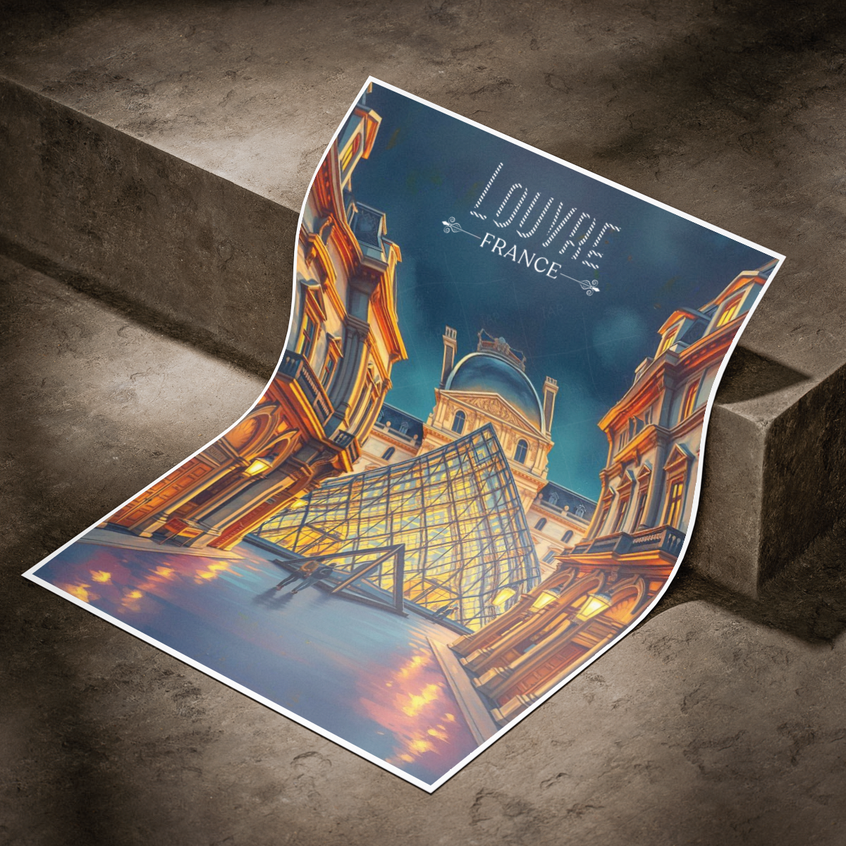 Louvre Pyramid - France - Travel Art Wall Deco Poster - Art Print - Travel Art Poster