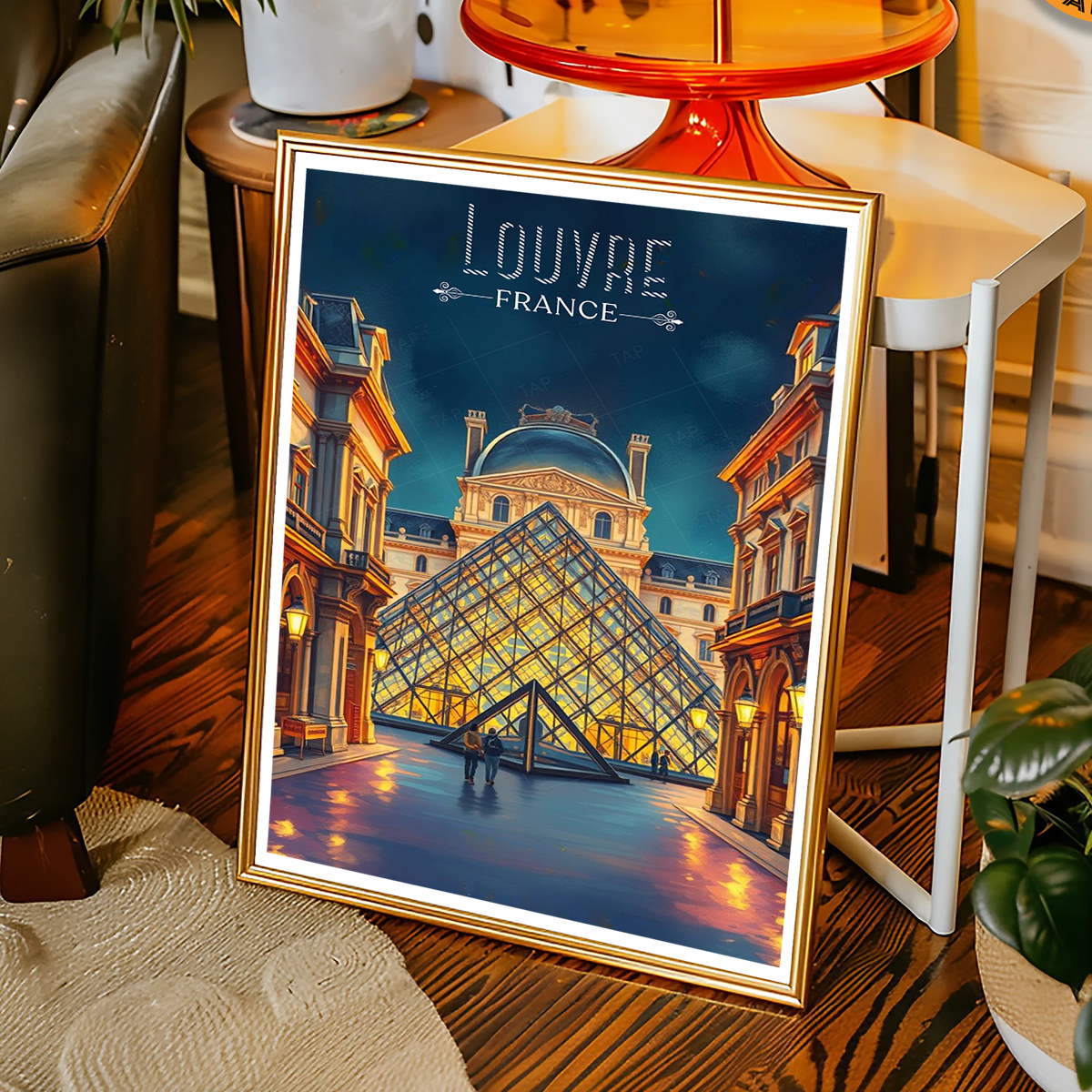 Louvre Pyramid - France - Travel Art Wall Deco Poster - Art Print - Travel Art Poster