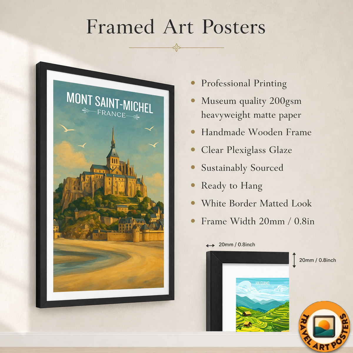 Mont Saint-Michel - France - Travel Art Wall Deco Poster - Art Print - Travel Art Poster