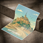 Mont Tombe - France - Travel Art Wall Deco Poster - Art Print - Travel Art Poster