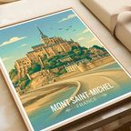 Mont Tombe - France - Travel Art Wall Deco Poster - Art Print - Travel Art Poster