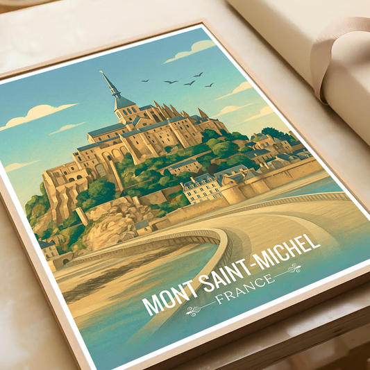 Mont Tombe - France - Travel Art Wall Deco Poster - Art Print - Travel Art Poster