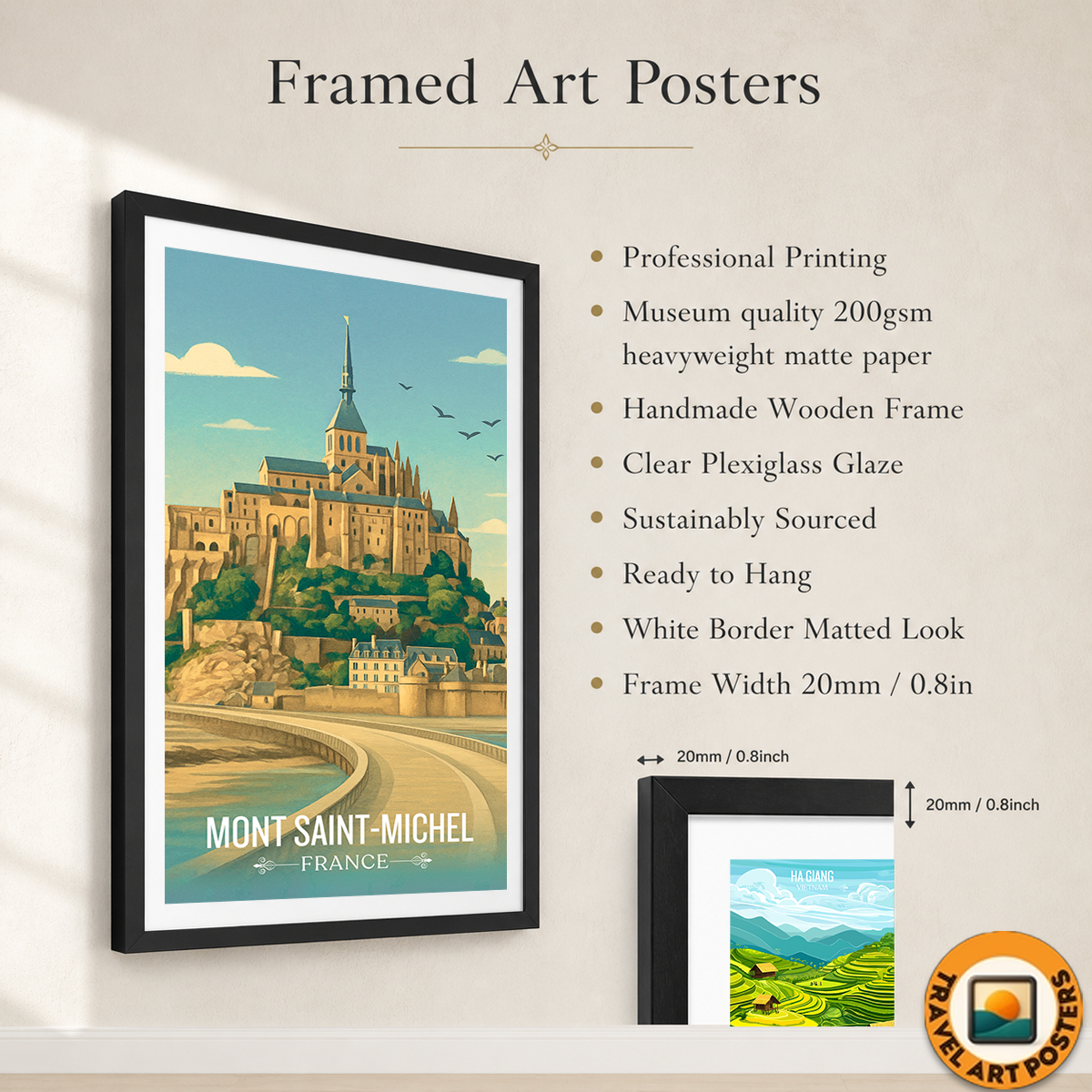 Mont Tombe - France - Travel Art Wall Deco Poster - Art Print - Travel Art Poster