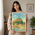 Mont Tombe - France - Travel Art Wall Deco Poster - Art Print - Travel Art Poster